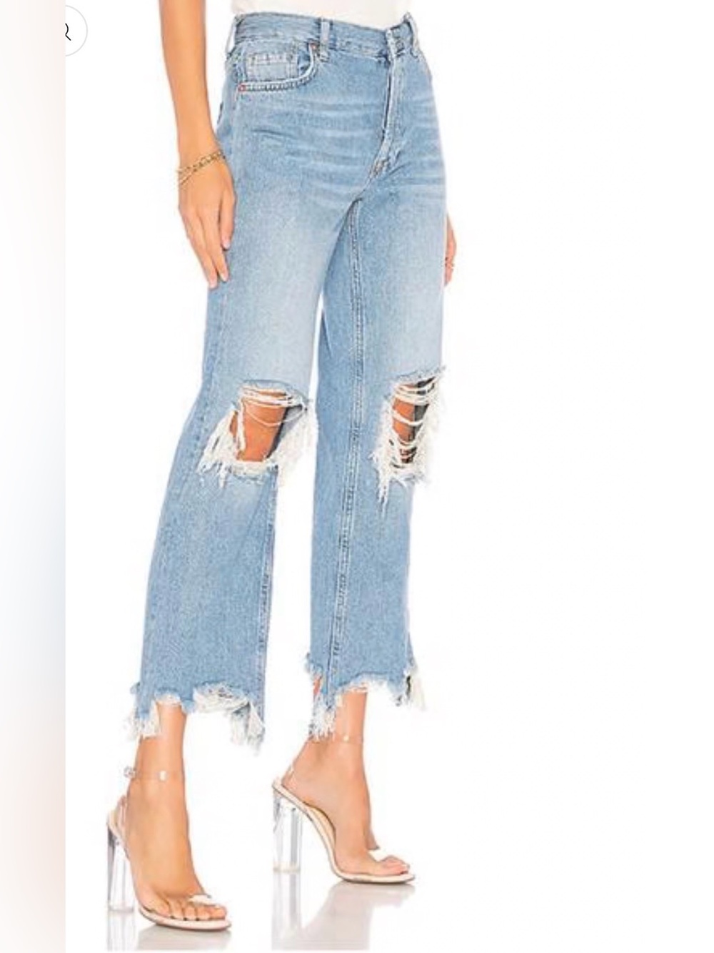 We the Free People Maggie Distressed Straight Leg Jeans